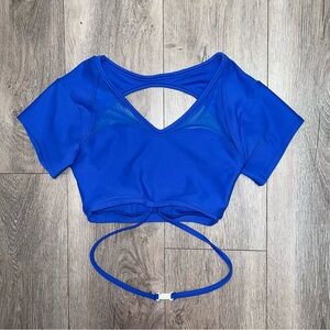 Cobalt Royal Blue Gymnastics Dance Cheer Crop Top Rib Strap Size XS